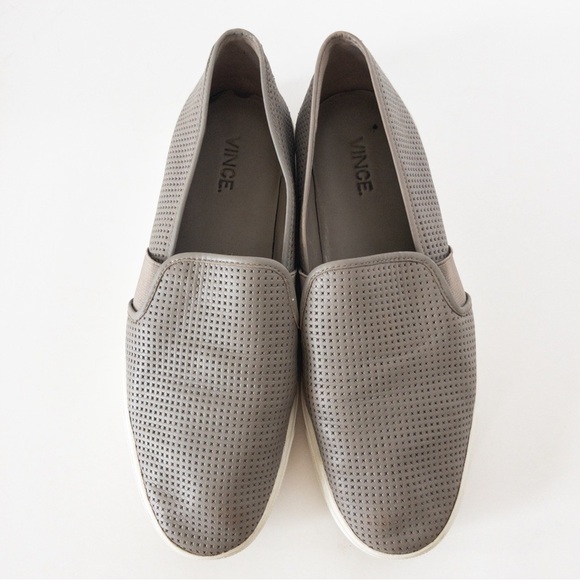 Vince Blair Grey Perforated Low Top Slip On Sneakers - Picture 3 of 14